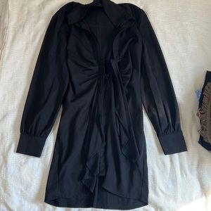 Black long sleeve plunger neckline dress